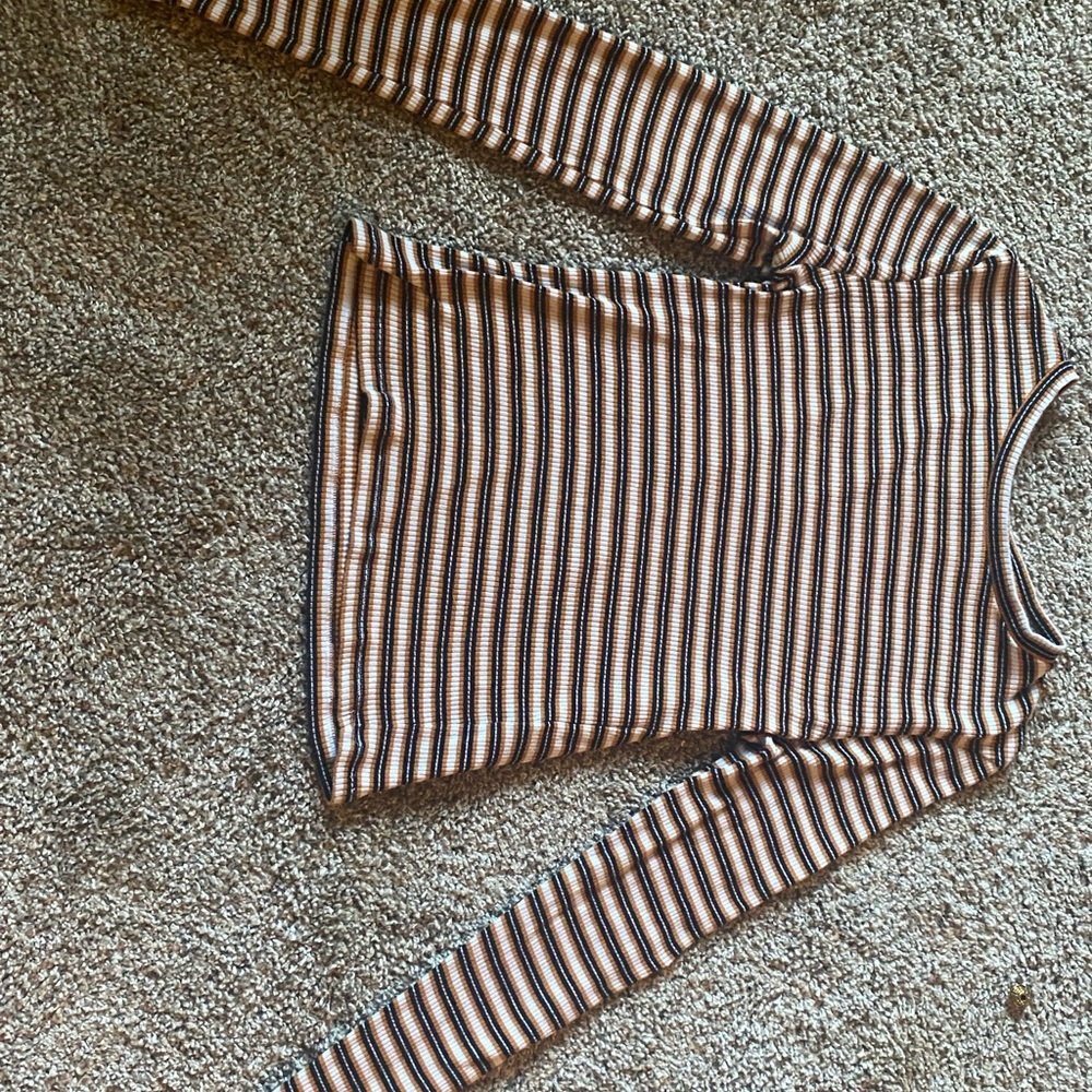 Orange, Black and White striped long sleeve
